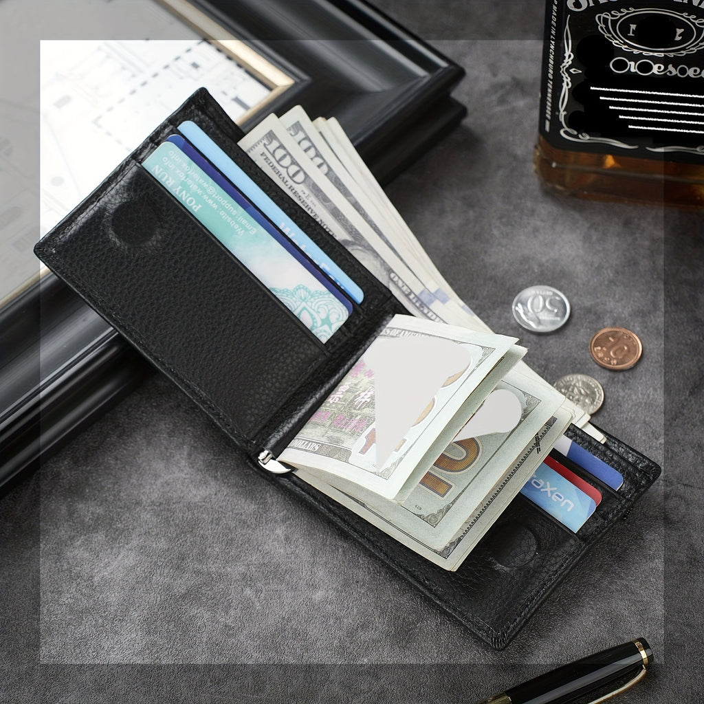 Carteira de Couro Genuíno para Dólares Americanos, Perfeita Como Presente de Natal. Inclui um Porta-Cartões de Crédito e um Bolso com Zíper para Moedas, juntamente com um Compartimento Interno com Zíper