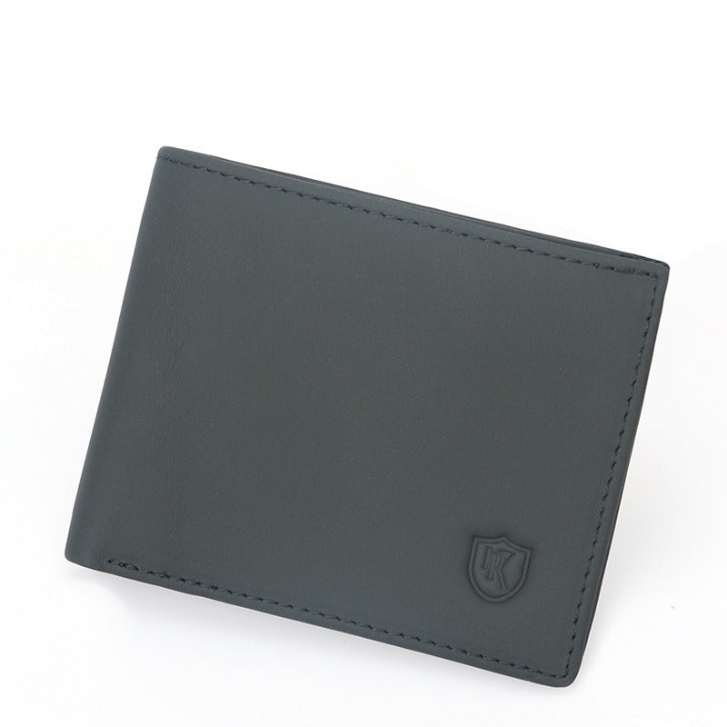 1pc Carteira RFID Anti-Roubo em Pele Genuína para Homens, Porta-Moedas e Porta-Moedas em Pele