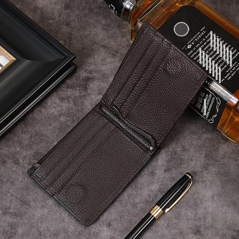 Carteira de Couro Genuíno para Dólares Americanos, Perfeita Como Presente de Natal. Inclui um Porta-Cartões de Crédito e um Bolso com Zíper para Moedas, juntamente com um Compartimento Interno com Zíper