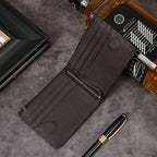 Carteira de Couro Genuíno para Dólares Americanos, Perfeita Como Presente de Natal. Inclui um Porta-Cartões de Crédito e um Bolso com Zíper para Moedas, juntamente com um Compartimento Interno com Zíper