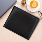 1 Carteira Minimalista Masculina Feita de Pele de Vaca de Camada Superior, Porta-Cartões Preto com Múltiplos Compartimentos para Cartões de Crédito, um Presente Perfeito para o Dia dos Namorados para