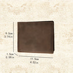 Carteira Masculina em Couro Crazy Horse Reparável, Carteira Masculina em Couro Crazy Horse de Alta Qualidade, Carteira de Negócios Horizontal Triplo Dobrável em Couro Genuíno, Carteira Casual Vintage em Couro