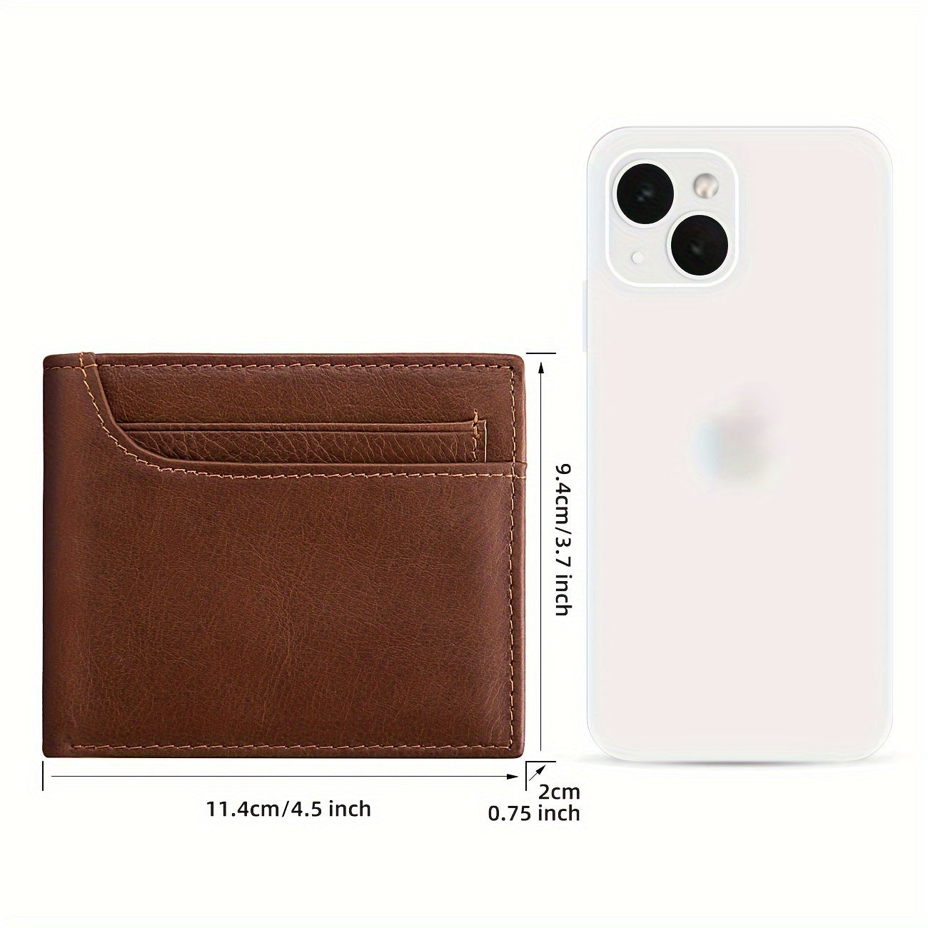 Carteira Premium de Couro Bovino Integral de Flor Completa com Proteção RFID, Carteira de 2 Dobras em Couro de Camada Superior Estilo Vintage com Vários Compartimentos para Cartões