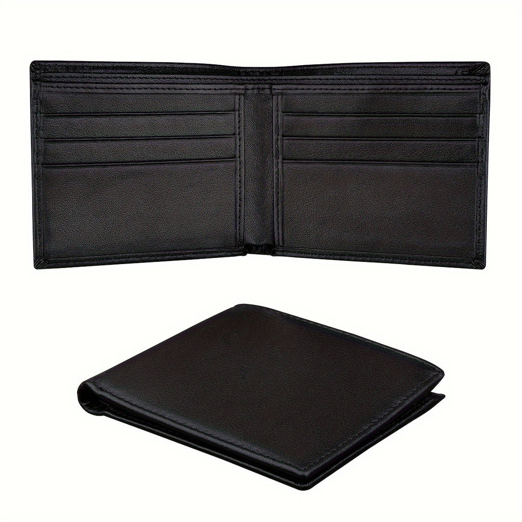 1 Carteira Minimalista Masculina Feita de Pele de Vaca de Camada Superior, Porta-Cartões Preto com Múltiplos Compartimentos para Cartões de Crédito, um Presente Perfeito para o Dia dos Namorados para