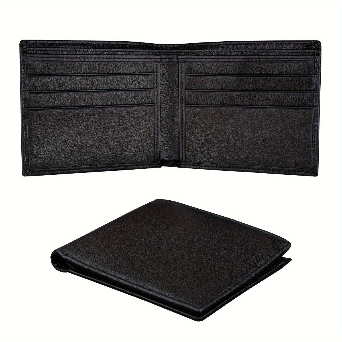1 Carteira Minimalista Masculina Feita de Pele de Vaca de Camada Superior, Porta-Cartões Preto com Múltiplos Compartimentos para Cartões de Crédito, um Presente Perfeito para o Dia dos Namorados para
