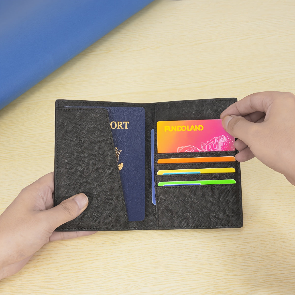 Porta-Passaporte Essencial de Viagem com Padrão Cruzado, Multifuncional, Várias Cores, Múltiplos Espaços para Cartões, Ultra Fino e Prático em Couro Legítimo