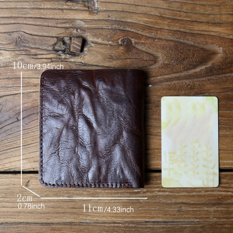 Carteira Clássica em Pele Genuína para Homem e Mulher, Porta-Moedas, Porta-Cartões Dobrável em Pele de Vaca para Mulher, Clipe para Cartões de Crédito e Dinheiro