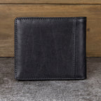 Carteira Masculina em Couro Legítimo com Fecho de Pressão - Porta-Cartões e Bolso para Dinheiro em Couro Bovino de Alta Qualidade, Cor para Uso Diário - Organizador de Dinheiro Durável e Estiloso para Uso Casual