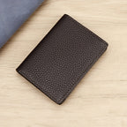 Porta-Cartões Clássico Durável de Negócios e Moda, Clutch Multicamadas com Textura de Lichia em Couro Legítimo de Vaca, Carteira de Dobre Grande Capacidade para Cartão de Crédito, Identidade e Cartão de Visita para Mulheres e Homens