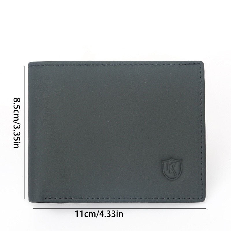 1pc Carteira RFID Anti-Roubo em Pele Genuína para Homens, Porta-Moedas e Porta-Moedas em Pele