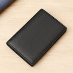 Porta-cartões de crédito masculino de couro legítimo dobrável, com bloqueio RFID e proteção antifurto contra skimming, porta-cartões de visita de couro legítimo, estojo para cartões de visita, clipe para cartão, porta-cartão bancário