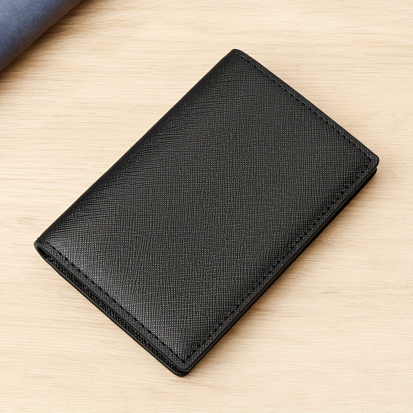 Porta-cartões de crédito masculino de couro legítimo dobrável, com bloqueio RFID e proteção antifurto contra skimming, porta-cartões de visita de couro legítimo, estojo para cartões de visita, clipe para cartão, porta-cartão bancário