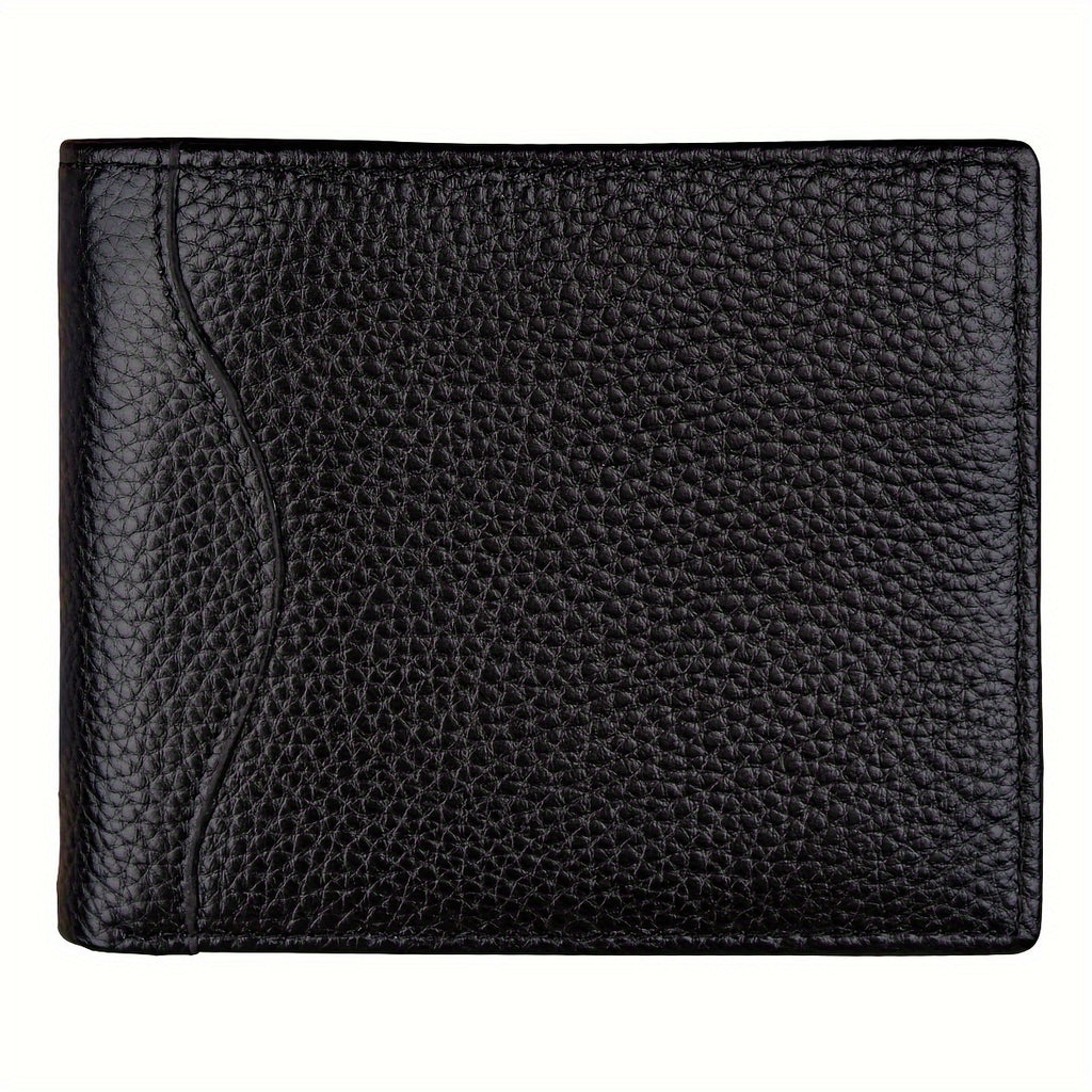 Carteira masculina + escova antifurto e -riscos + couro legítimo + preto + porta-moedas de grande capacidade + estilo business casual + carteira presente + bolsa de moedas em couro legítimo para homens/presente de Natal, Dia dos Namorados para homens/pais