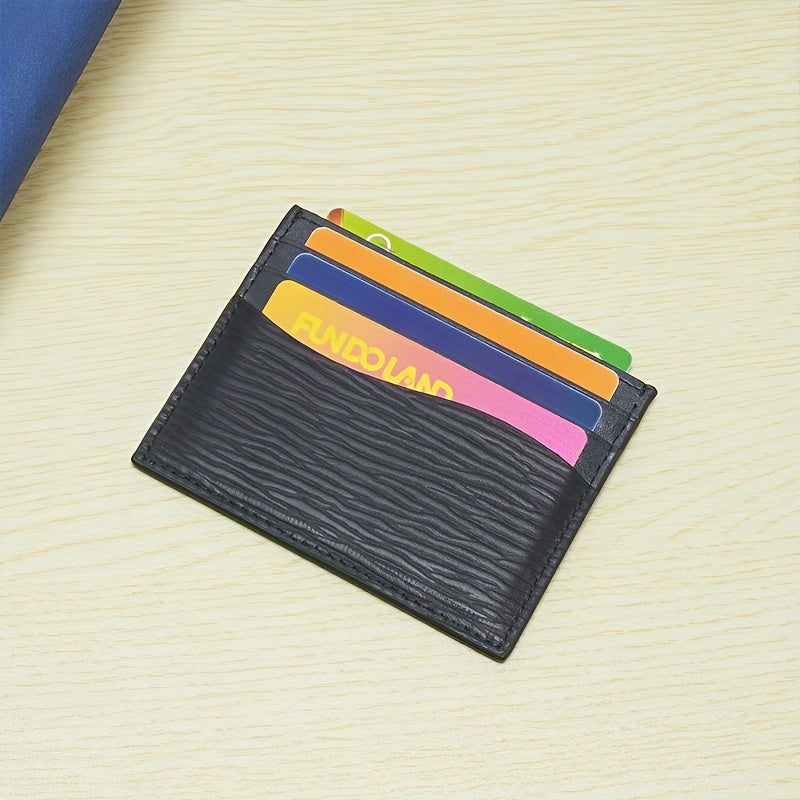 Porta-cartões de couro vaca de primeira camada, com padrão ondulado ultrafino e moderno, com múltiplos compartimentos para cartões e fotos, disponível em várias cores para homens e mulheres