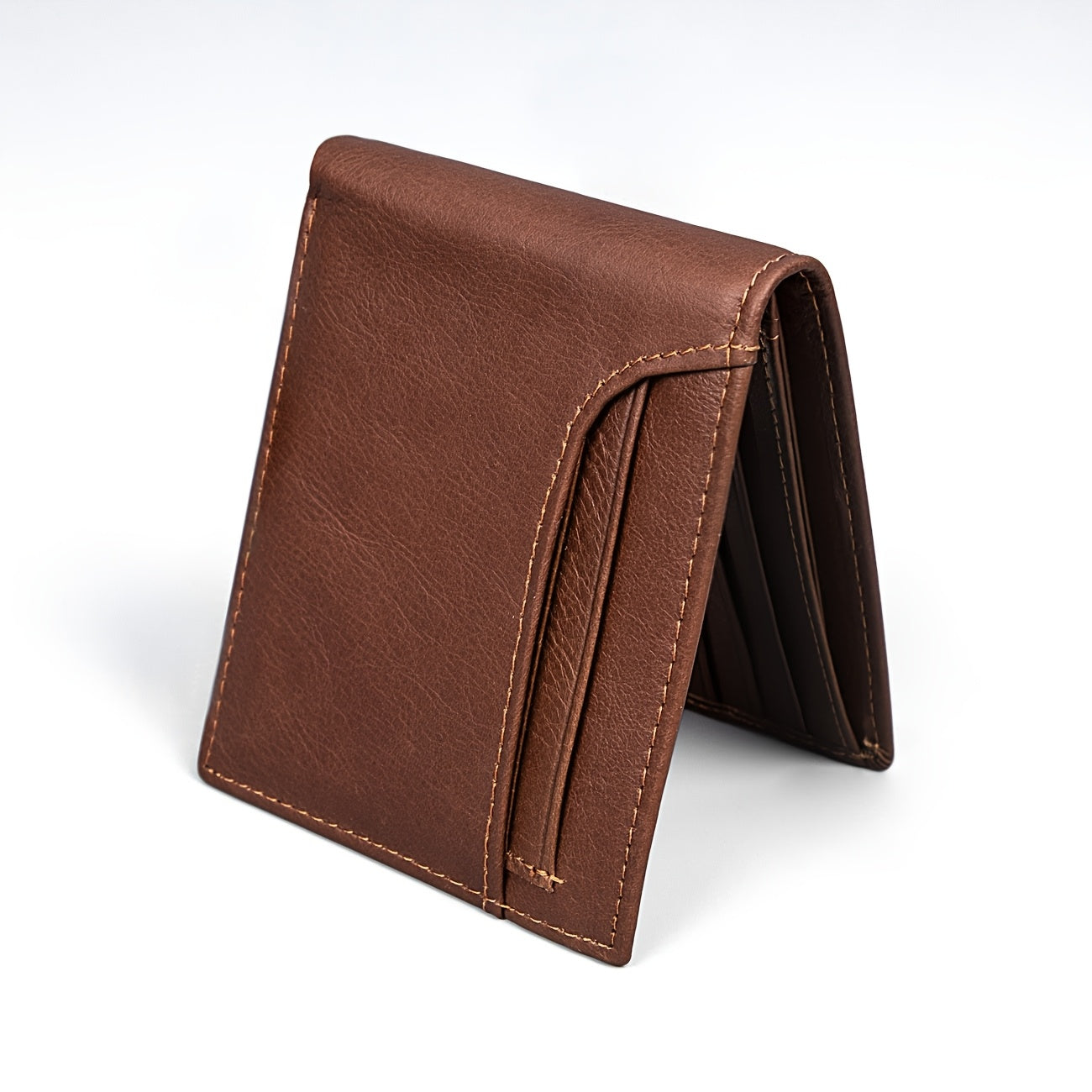 Carteira Premium de Couro Bovino Integral de Flor Completa com Proteção RFID, Carteira de 2 Dobras em Couro de Camada Superior Estilo Vintage com Vários Compartimentos para Cartões