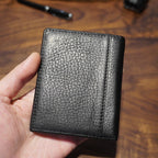 Carteira Compacta de Couro com Dobragem Dupla, Estilo Minimalista e Design Ultra-Fino para Cartões