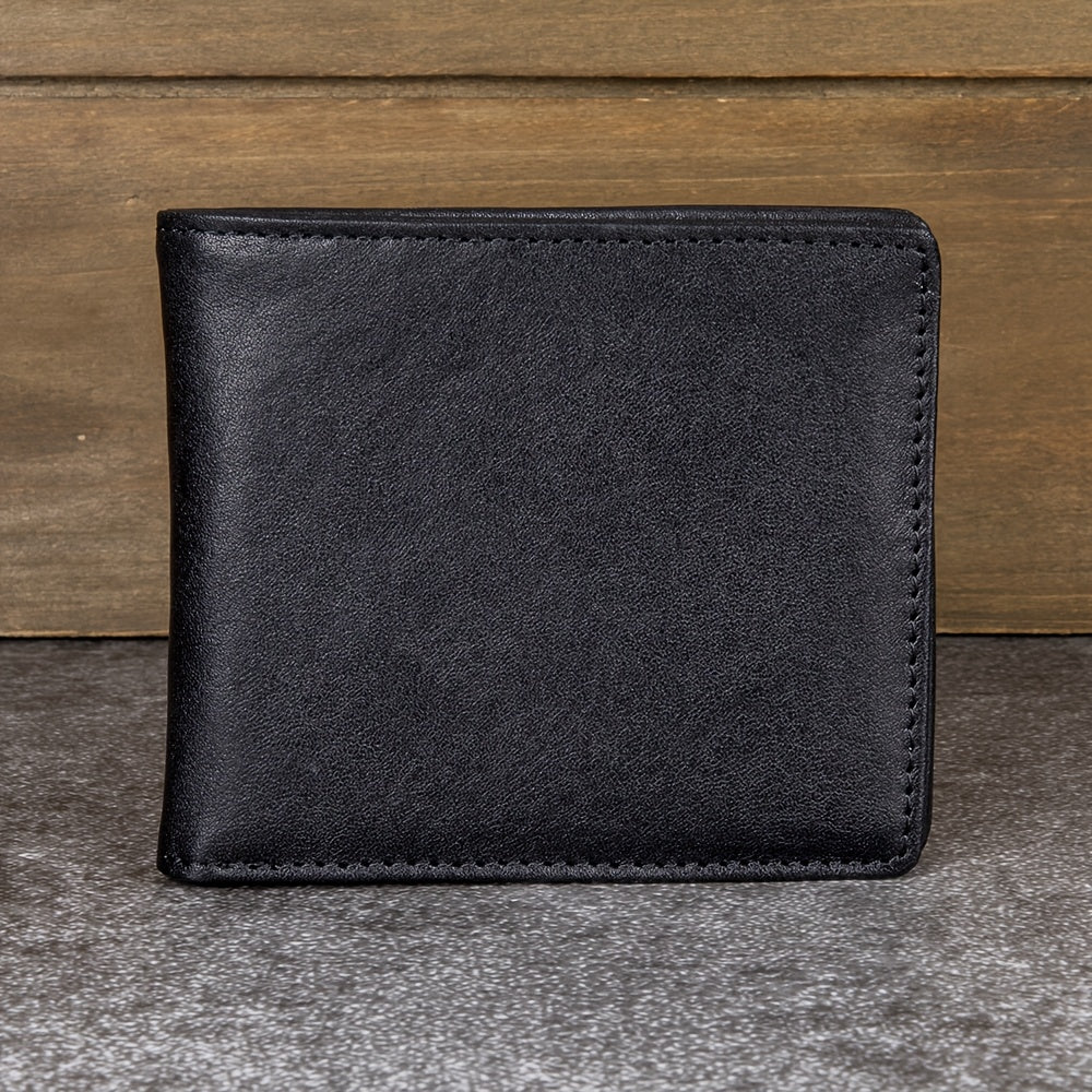Carteira Masculina em Couro Legítimo com Fecho de Pressão - Porta-Cartões e Bolso para Dinheiro em Couro Bovino de Alta Qualidade, Cor para Uso Diário - Organizador de Dinheiro Durável e Estiloso para Uso Casual