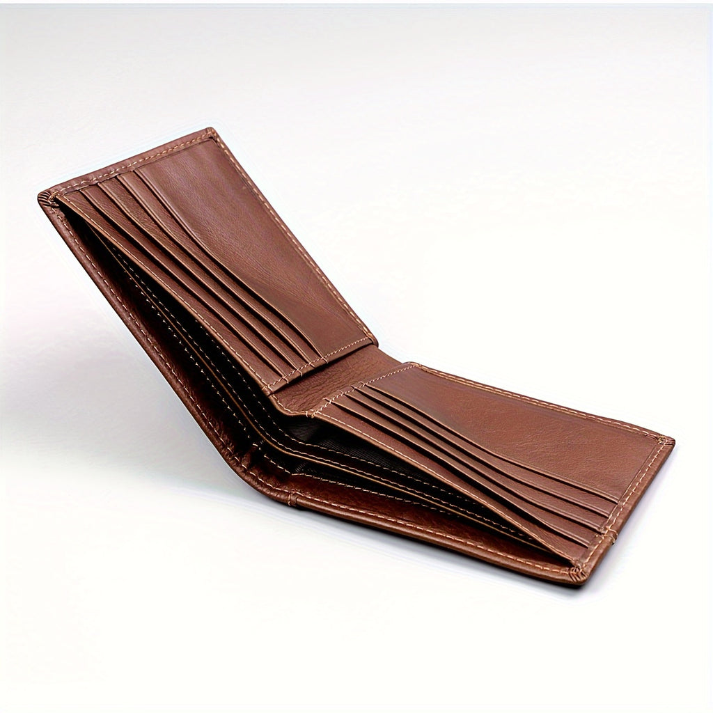 Carteira Premium de Couro Bovino Integral de Flor Completa com Proteção RFID, Carteira de 2 Dobras em Couro de Camada Superior Estilo Vintage com Vários Compartimentos para Cartões