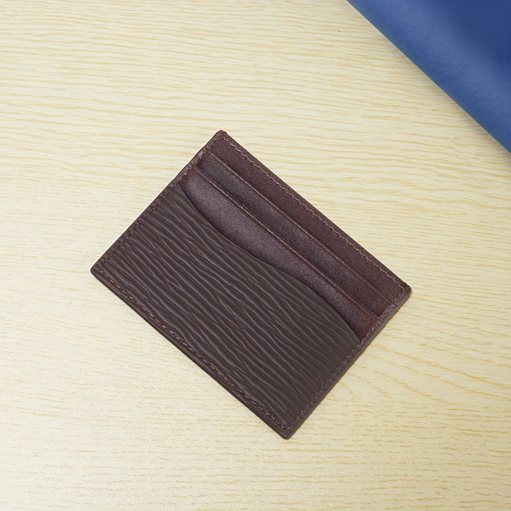 Porta-cartões de couro vaca de primeira camada, com padrão ondulado ultrafino e moderno, com múltiplos compartimentos para cartões e fotos, disponível em várias cores para homens e mulheres