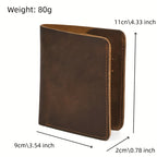 Carteira Masculina Curta em Couro Legítimo Crazy Horse - Estilo Simples e Casual para Cartões e Documentos