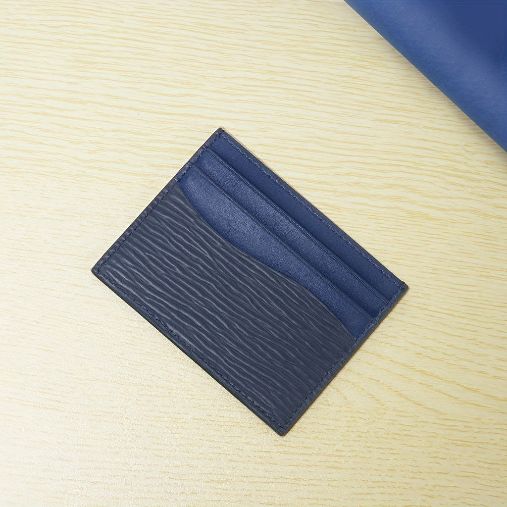 Porta-cartões de couro vaca de primeira camada, com padrão ondulado ultrafino e moderno, com múltiplos compartimentos para cartões e fotos, disponível em várias cores para homens e mulheres