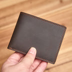 1 unidade Carteira Masculina Vintage em Couro Legítimo, Porta-Moedas em Couro Bovino de Primeira Qualidade, Porta-Cartões em Couro Crazy Horse