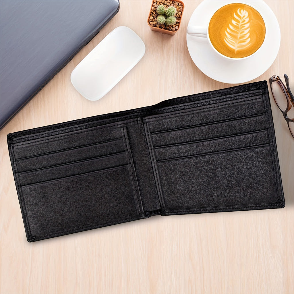 1 Carteira Minimalista Masculina Feita de Pele de Vaca de Camada Superior, Porta-Cartões Preto com Múltiplos Compartimentos para Cartões de Crédito, um Presente Perfeito para o Dia dos Namorados para