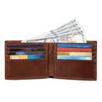 Carteira Premium de Couro Bovino Integral de Flor Completa com Proteção RFID, Carteira de 2 Dobras em Couro de Camada Superior Estilo Vintage com Vários Compartimentos para Cartões