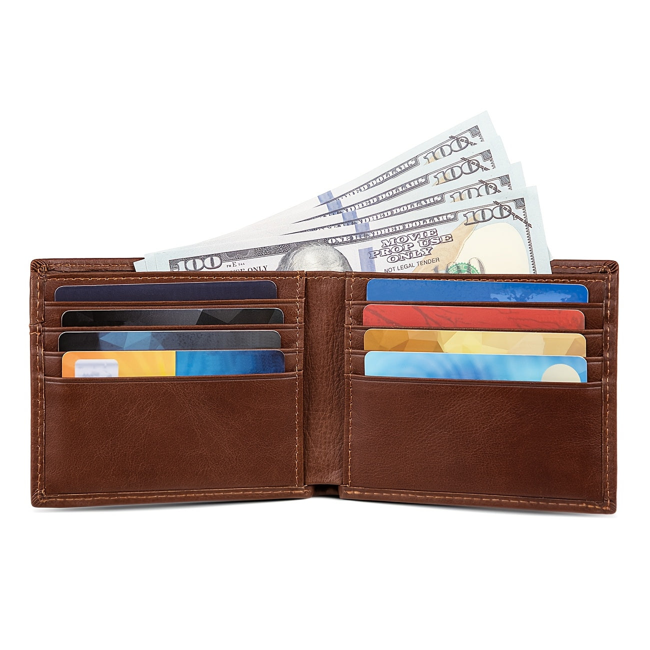 Carteira Premium de Couro Bovino Integral de Flor Completa com Proteção RFID, Carteira de 2 Dobras em Couro de Camada Superior Estilo Vintage com Vários Compartimentos para Cartões