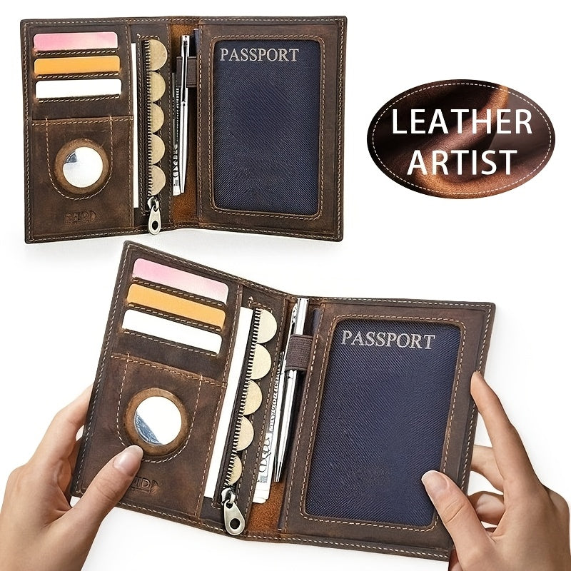 Este Carteira RFID Slim, de Inspiração Vintage, é Feita de Pele de Vaca de Alta Qualidade. Serve Três Fins, Acomodando a Sua Identificação, Cartões Bancários, Cartões de Crédito, Cartão de Condução e Matrícula do Veículo.