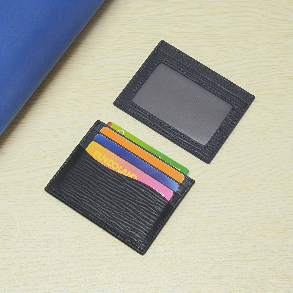 Porta-cartões de couro vaca de primeira camada, com padrão ondulado ultrafino e moderno, com múltiplos compartimentos para cartões e fotos, disponível em várias cores para homens e mulheres
