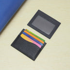 Porta-cartões de couro vaca de primeira camada, com padrão ondulado ultrafino e moderno, com múltiplos compartimentos para cartões e fotos, disponível em várias cores para homens e mulheres