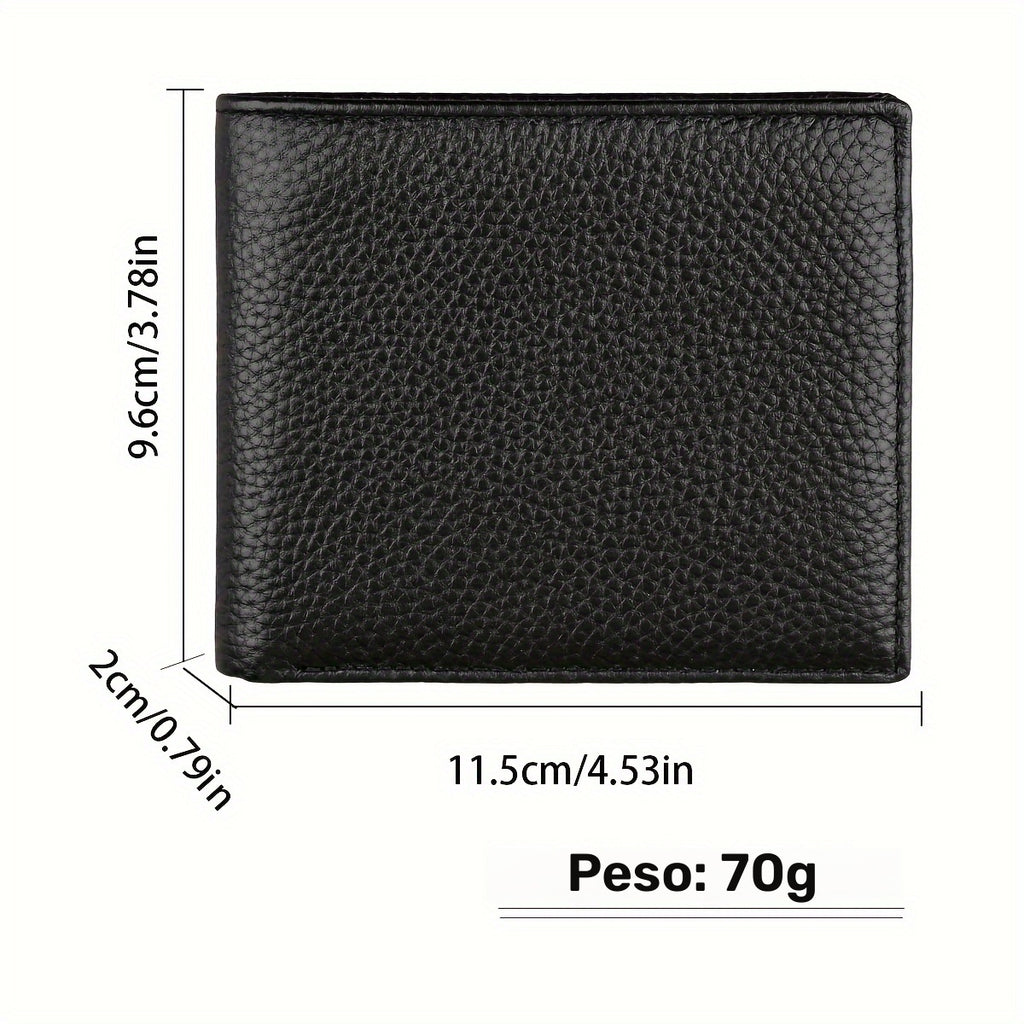 Carteira masculina + escova antifurto e -riscos + couro legítimo + preto + porta-moedas de grande capacidade + estilo business casual + carteira presente + bolsa de moedas em couro legítimo para homens/presente de Natal, Dia dos Namorados para homens/pais
