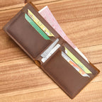 1 unidade Carteira Masculina Vintage em Couro Legítimo, Porta-Moedas em Couro Bovino de Primeira Qualidade, Porta-Cartões em Couro Crazy Horse