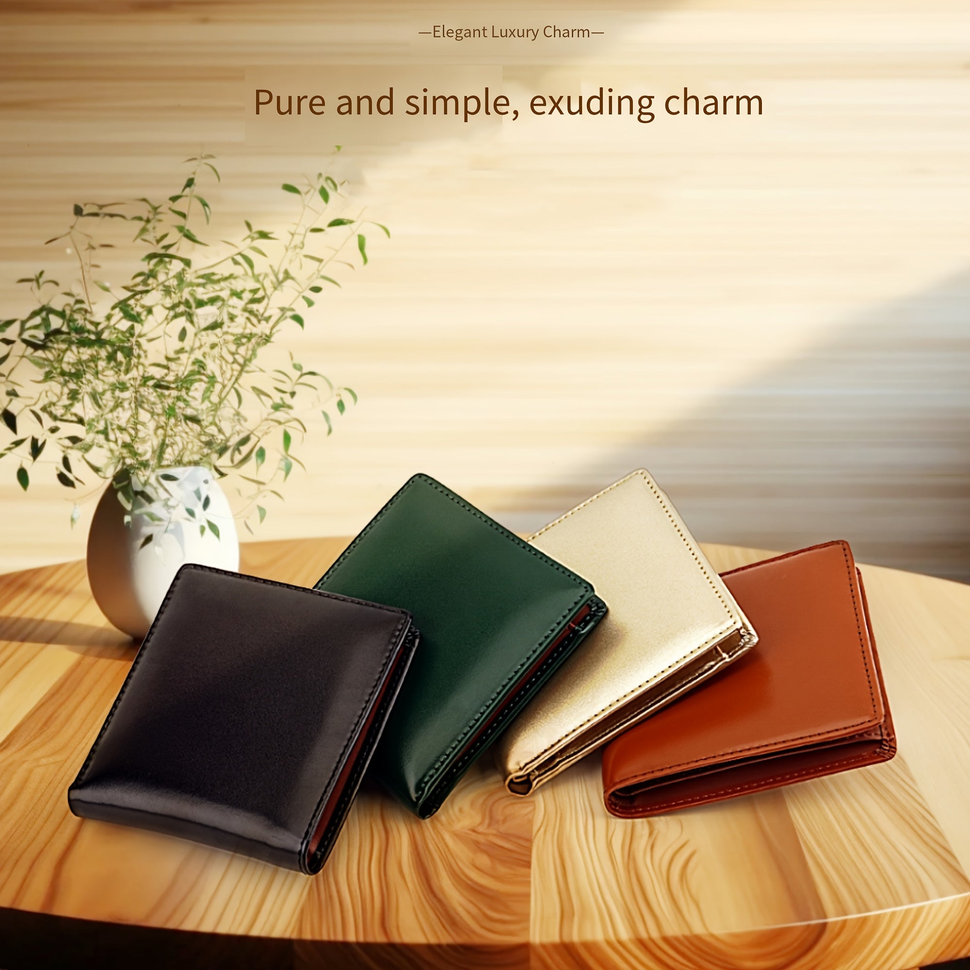 Nova Carteira Masculina de Couro Legítimo Dobrável, Carteira Curta Dupla em Couro Bovino com Porta-Moedas BOX