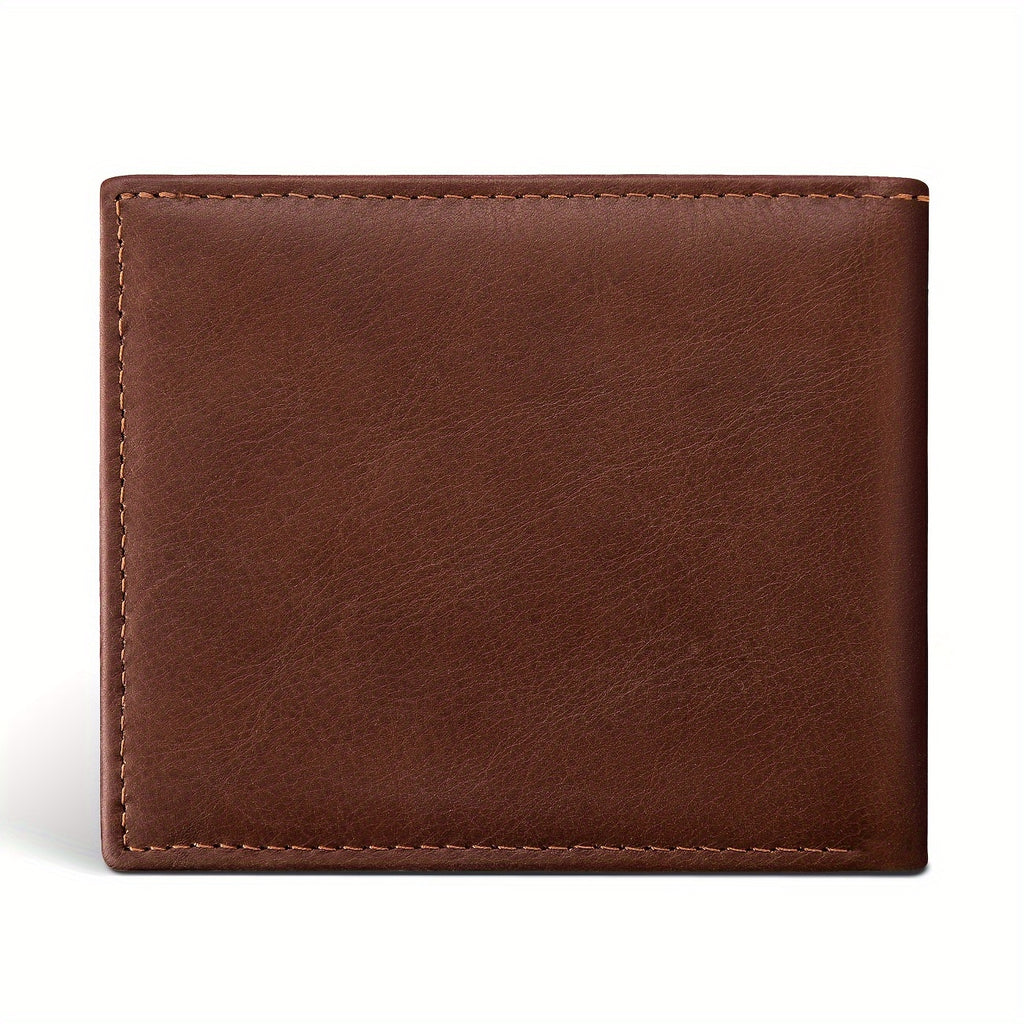 Carteira Premium de Couro Bovino Integral de Flor Completa com Proteção RFID, Carteira de 2 Dobras em Couro de Camada Superior Estilo Vintage com Vários Compartimentos para Cartões