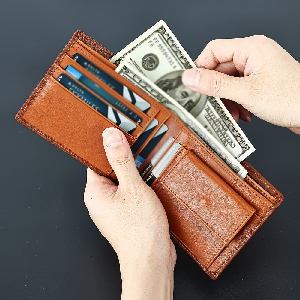 Carteira de Couro Genuíno com Relevo, Carteira Curta de Couro Bovino com Dobradura Dupla e Estampas Florais, 7 Compartimentos, 2 Compartimentos para Dinheiro, 1 Compartimento para Moedas, Recomendação de Presente de Aniversário