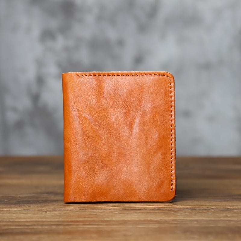 Carteira Clássica em Pele Genuína para Homem e Mulher, Porta-Moedas, Porta-Cartões Dobrável em Pele de Vaca para Mulher, Clipe para Cartões de Crédito e Dinheiro
