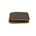 Carteira Masculina Curta em Couro Legítimo Crazy Horse - Estilo Simples e Casual para Cartões e Documentos