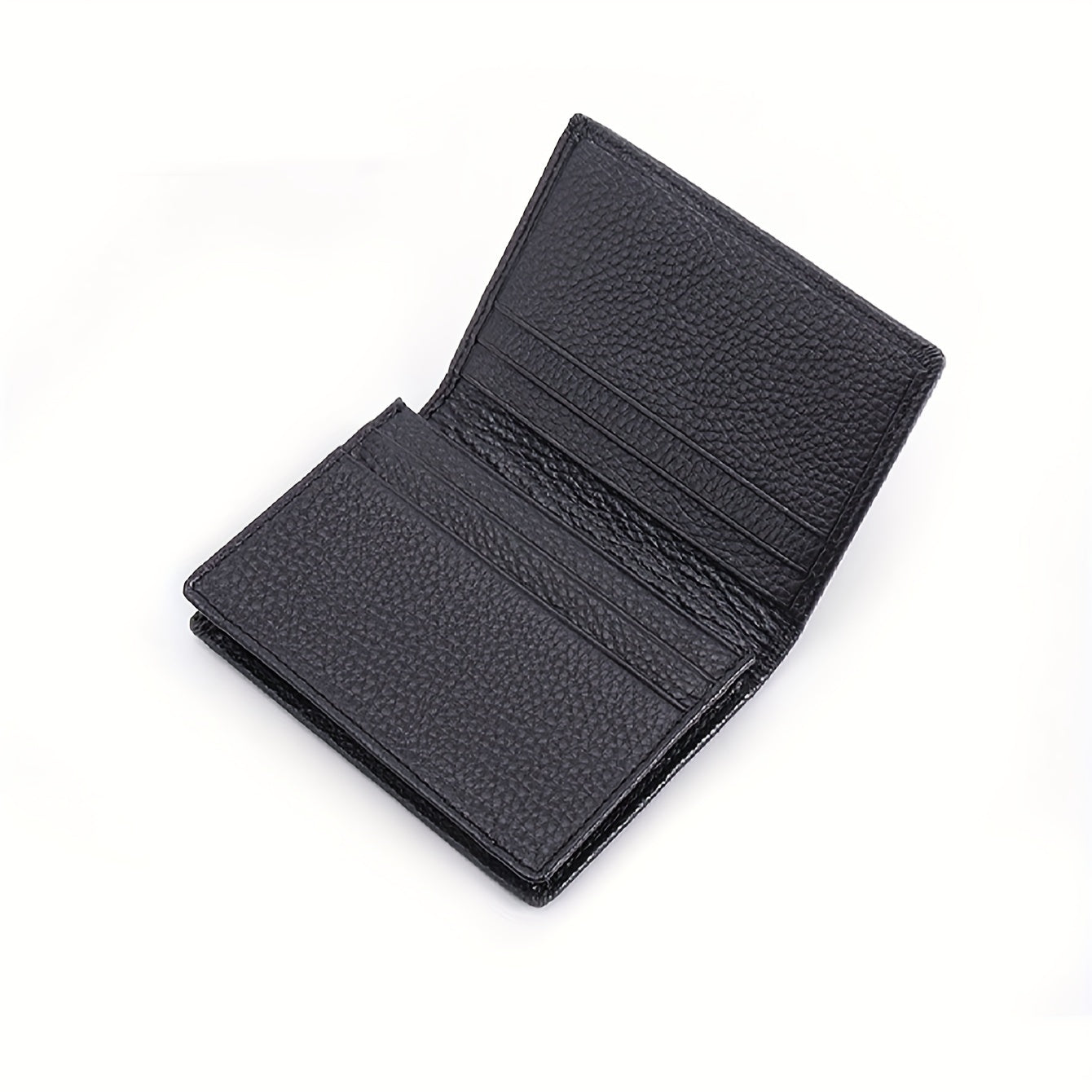 Porta-Cartões Clássico Durável de Negócios e Moda, Clutch Multicamadas com Textura de Lichia em Couro Legítimo de Vaca, Carteira de Dobre Grande Capacidade para Cartão de Crédito, Identidade e Cartão de Visita para Mulheres e Homens