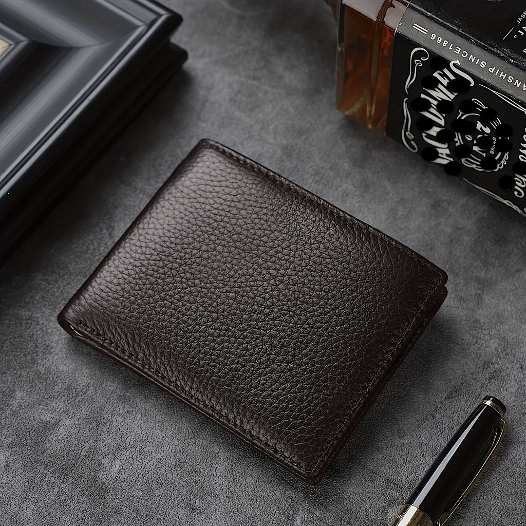 Carteira de Couro Genuíno para Dólares Americanos, Perfeita Como Presente de Natal. Inclui um Porta-Cartões de Crédito e um Bolso com Zíper para Moedas, juntamente com um Compartimento Interno com Zíper