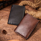 HUMERPAUL Porta-Cartões Masculino em Couro Legítimo, Carteira de Passaporte Casual de Negócios em Couro Bovino de Alta Qualidade, Estojo Protetor Multifuncional de Grande Capacidade