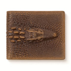 Carteira Retro Crazy Horse em Pele 6 Compartimentos para Cartões Fina Premium em Pele com Clipe para Dinheiro em Pele Nappa Carteira de Cartão de Crédito Clipe em Pele Padrão Crocodilo Carteira de Alta Qualidade