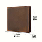 Carteira Masculina Vintage de Couro Genuíno de Luxo Leve com Gravação de Letras DIY, Logotipo, Interior de Nylon e Compartimentos Multifuncionais para Cartões