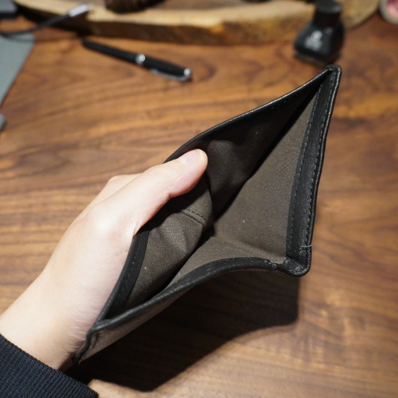 Carteira de couro genuíno estilo vintage, porta de armazenamento de várias cartas, design compacto dobrável duplo, mini carteira portátil para uso empresarial e pessoal, carteira pequena