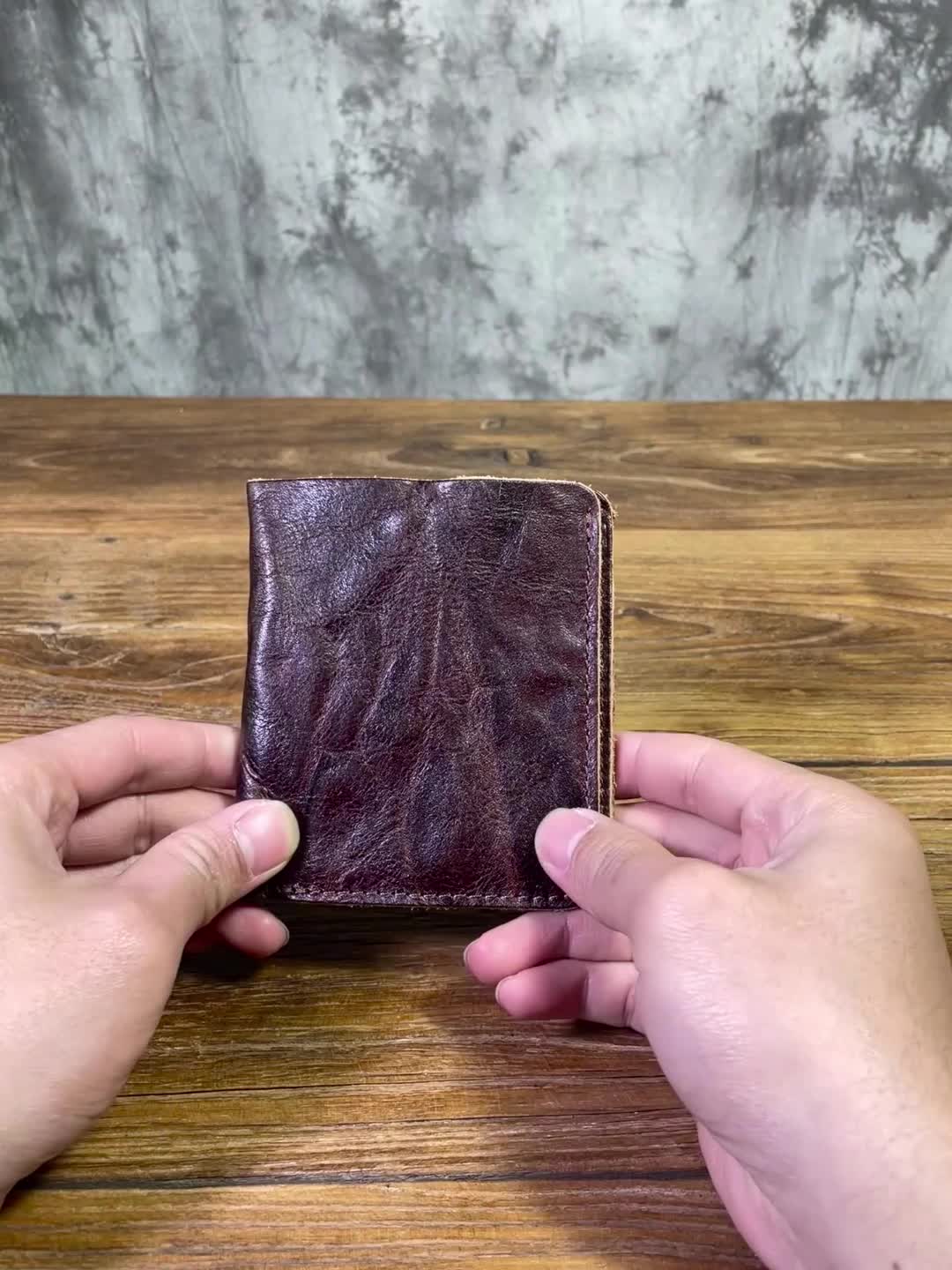 Carteira Clássica em Pele Genuína para Homem e Mulher, Porta-Moedas, Porta-Cartões Dobrável em Pele de Vaca para Mulher, Clipe para Cartões de Crédito e Dinheiro