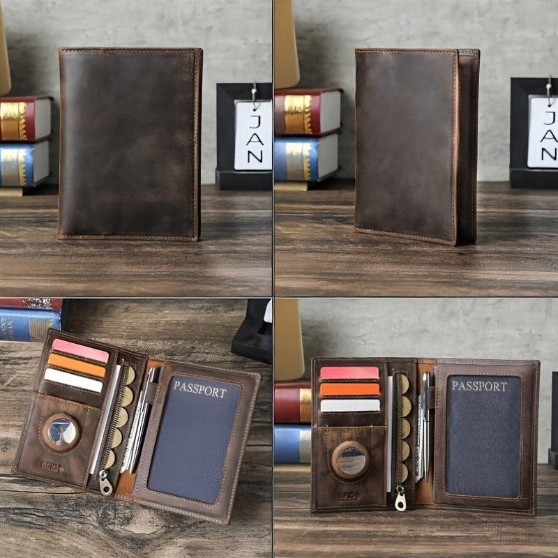 Este Carteira RFID Slim, de Inspiração Vintage, é Feita de Pele de Vaca de Alta Qualidade. Serve Três Fins, Acomodando a Sua Identificação, Cartões Bancários, Cartões de Crédito, Cartão de Condução e Matrícula do Veículo.