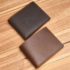 1 unidade Carteira Masculina Vintage em Couro Legítimo, Porta-Moedas em Couro Bovino de Primeira Qualidade, Porta-Cartões em Couro Crazy Horse