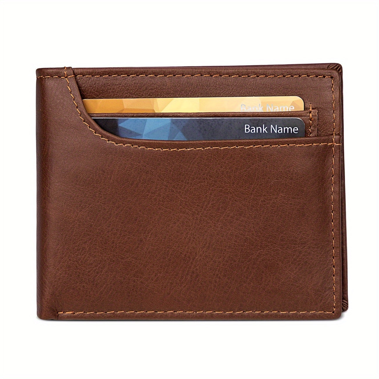 Carteira Premium de Couro Bovino Integral de Flor Completa com Proteção RFID, Carteira de 2 Dobras em Couro de Camada Superior Estilo Vintage com Vários Compartimentos para Cartões