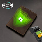 Carteira Masculina 100% Couro Legítimo, -Roubo com Bloqueio RFID, Couro Vintage Crazy Horse de Alta Qualidade, Carteira Ultra Fina com Múltiplos Espaços para Cartões, Presente de Aniversário para Namorado